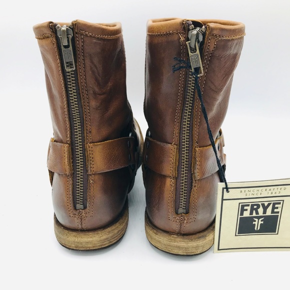 Frye Phillip Harness Back Zip Cognac Mens Boot - Picture 4 of 8